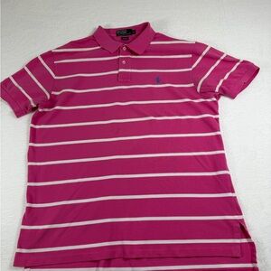 Ralph Lauren Men’s Pink & White Striped Polo Shirt